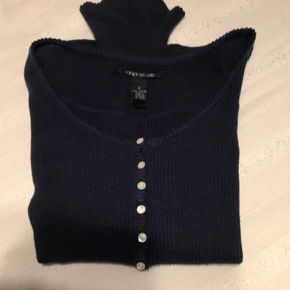 Ladies Lucky Brand Navy Thermal Top - Picture 7 of 7